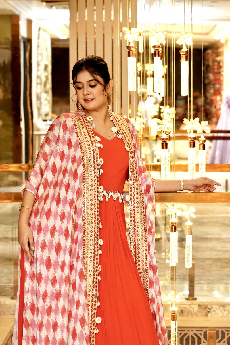 RED COLOR INDO-WESTERN SHRUG
