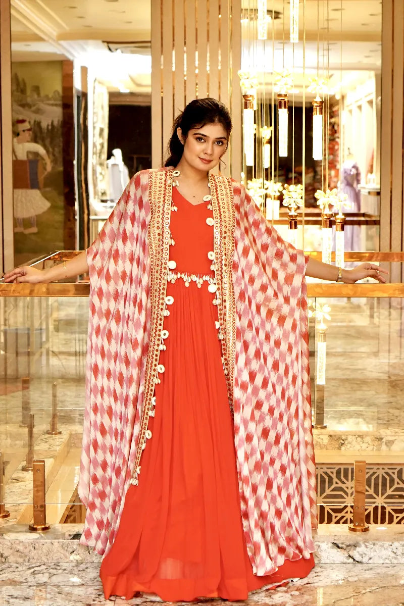 RED COLOR INDO-WESTERN SHRUG