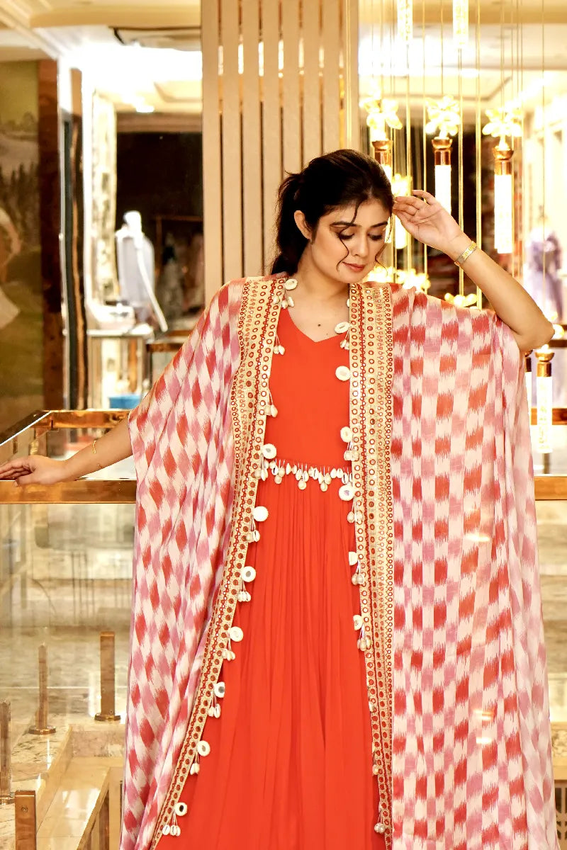RED COLOR INDO-WESTERN SHRUG