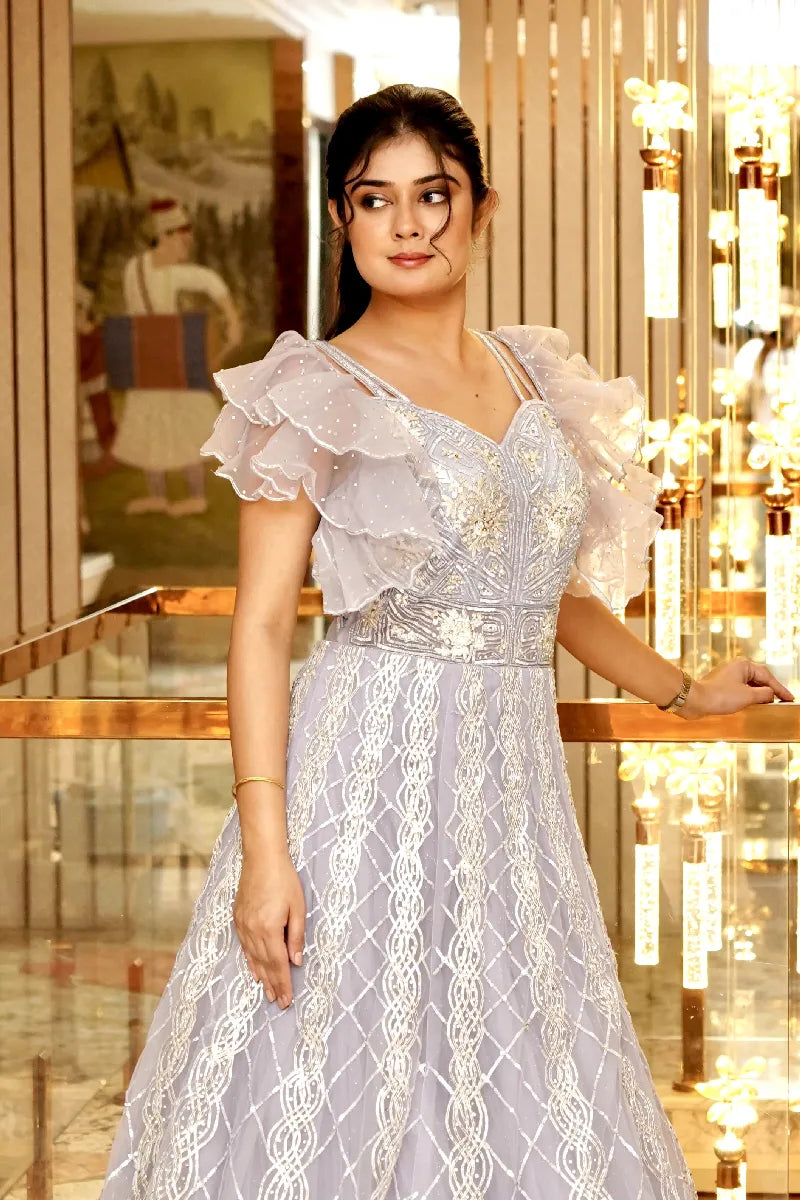 ETHEREAL CHARM LIGHT LAVENDAR COLOR GOWN