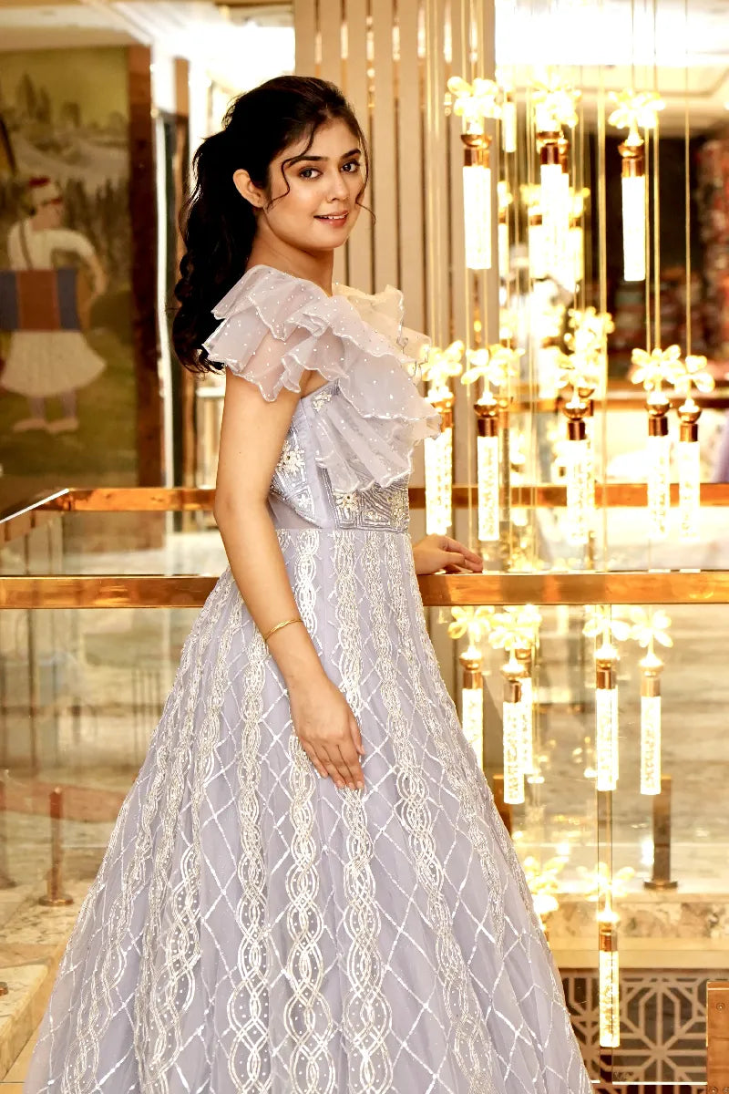 ETHEREAL CHARM LIGHT LAVENDAR COLOR GOWN