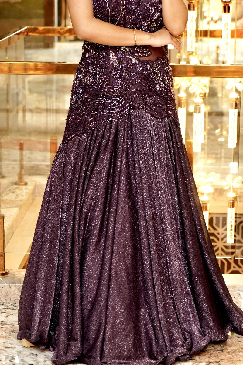 IMPERIAL PLUM – EMBELLISHED PURPLE COLOUR BRIDAL GOWN