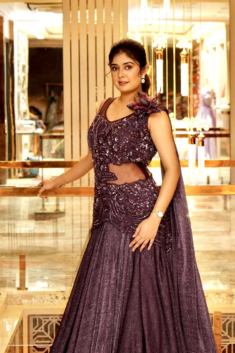 IMPERIAL PLUM – EMBELLISHED PURPLE COLOUR BRIDAL GOWN