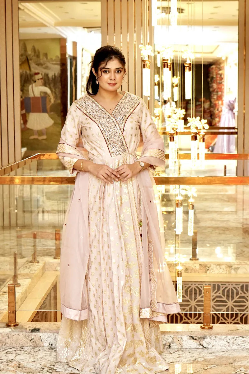 ROYAL RADIANCE EMBROIDERED BABY PINK COLOR GOWN