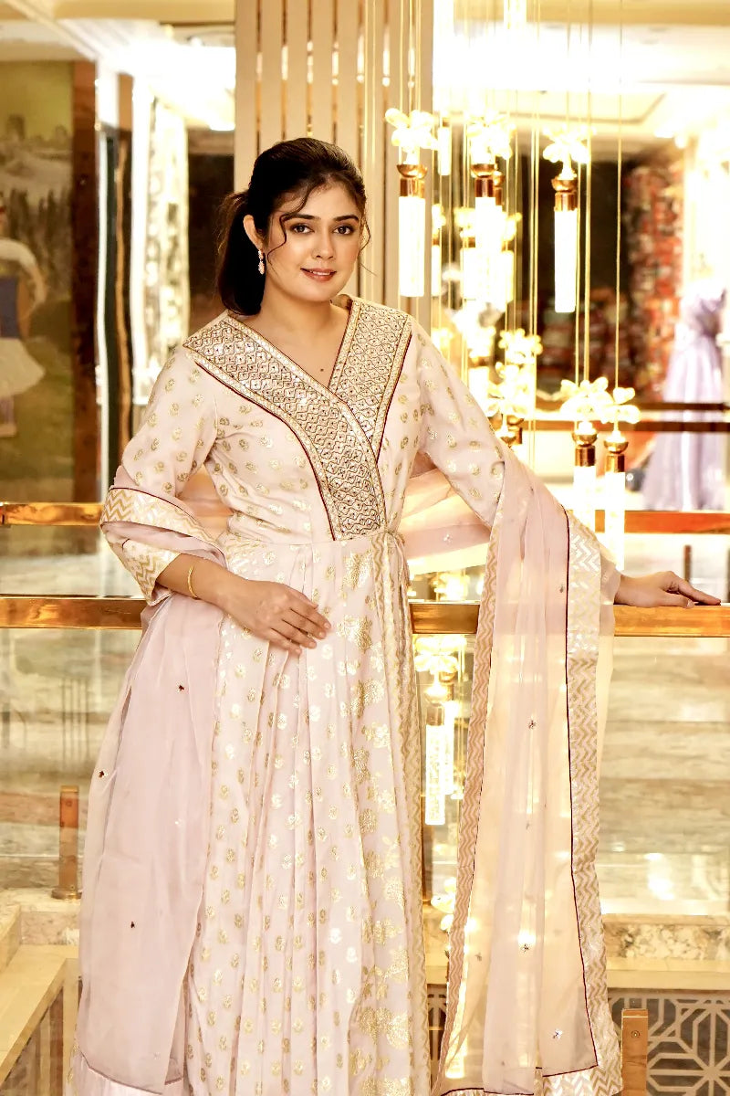 ROYAL RADIANCE EMBROIDERED BABY PINK COLOR GOWN