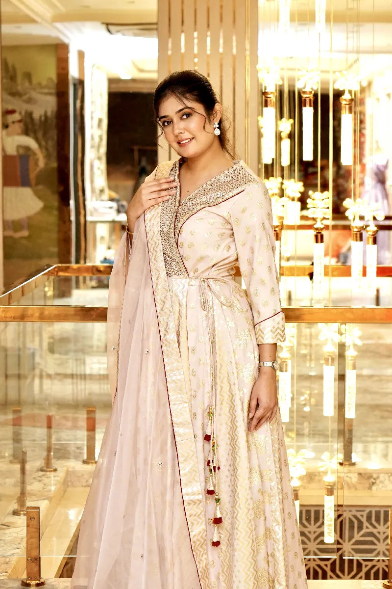 ROYAL RADIANCE EMBROIDERED BABY PINK COLOR GOWN