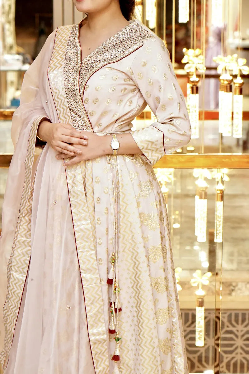ROYAL RADIANCE EMBROIDERED BABY PINK COLOR GOWN