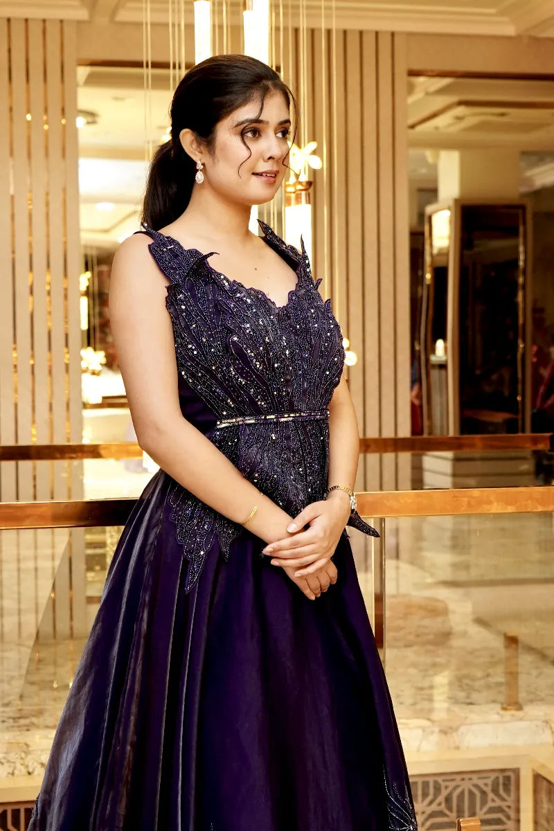 BRIDAL SPEACIAL VOILET COLOUR DESIGNEER GOWN
