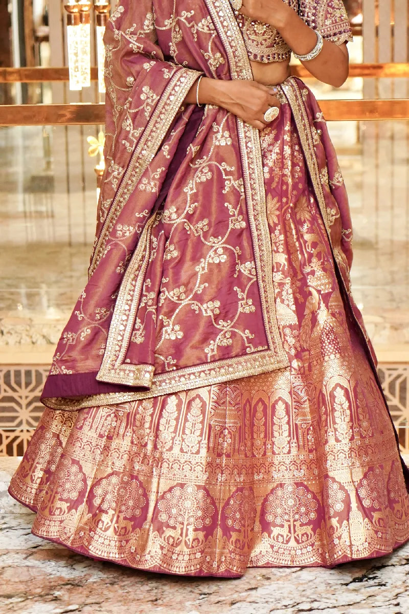 WINE COLOR THREE PIECES BRIDAL CROP TOP INDO WESTERN