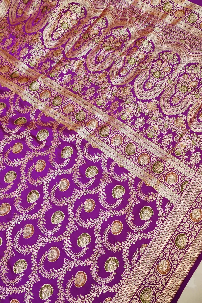 PURE BANARASI MAGENTA COLOR DOUBLE KATAN SILK SAREE