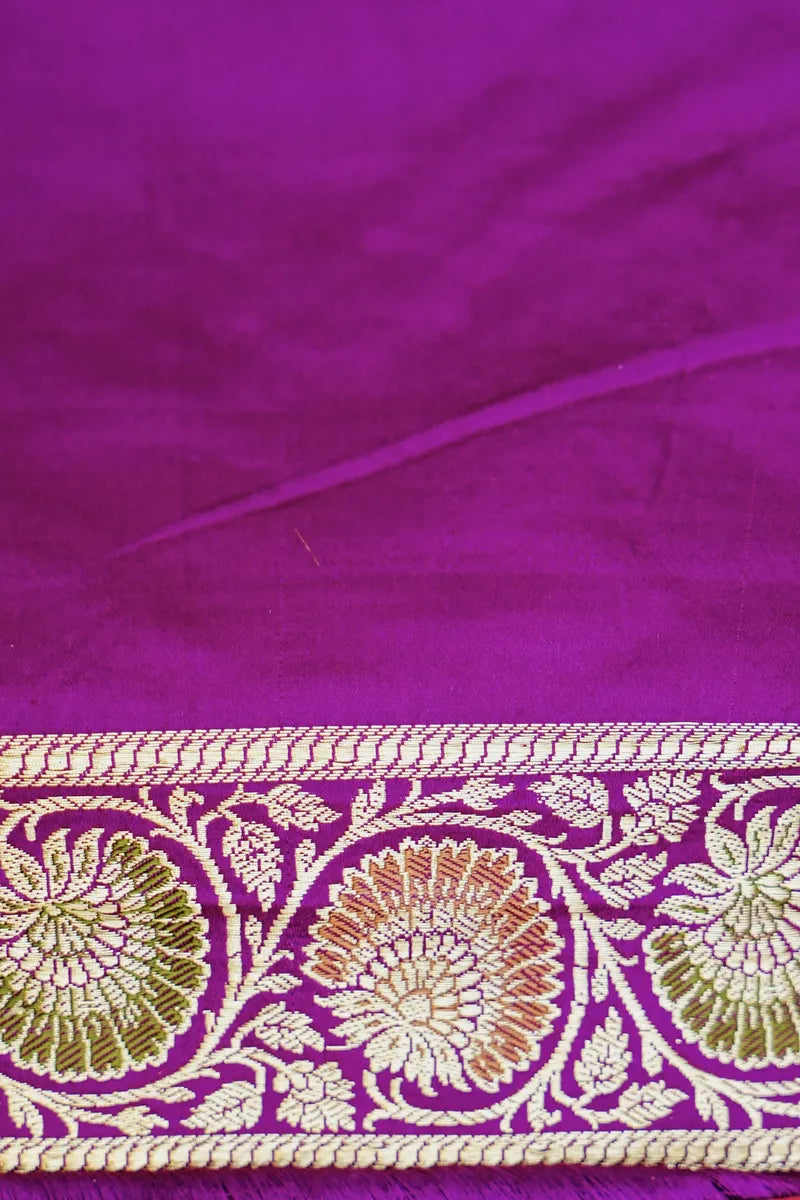 PURE BANARASI MAGENTA COLOR DOUBLE KATAN SILK SAREE