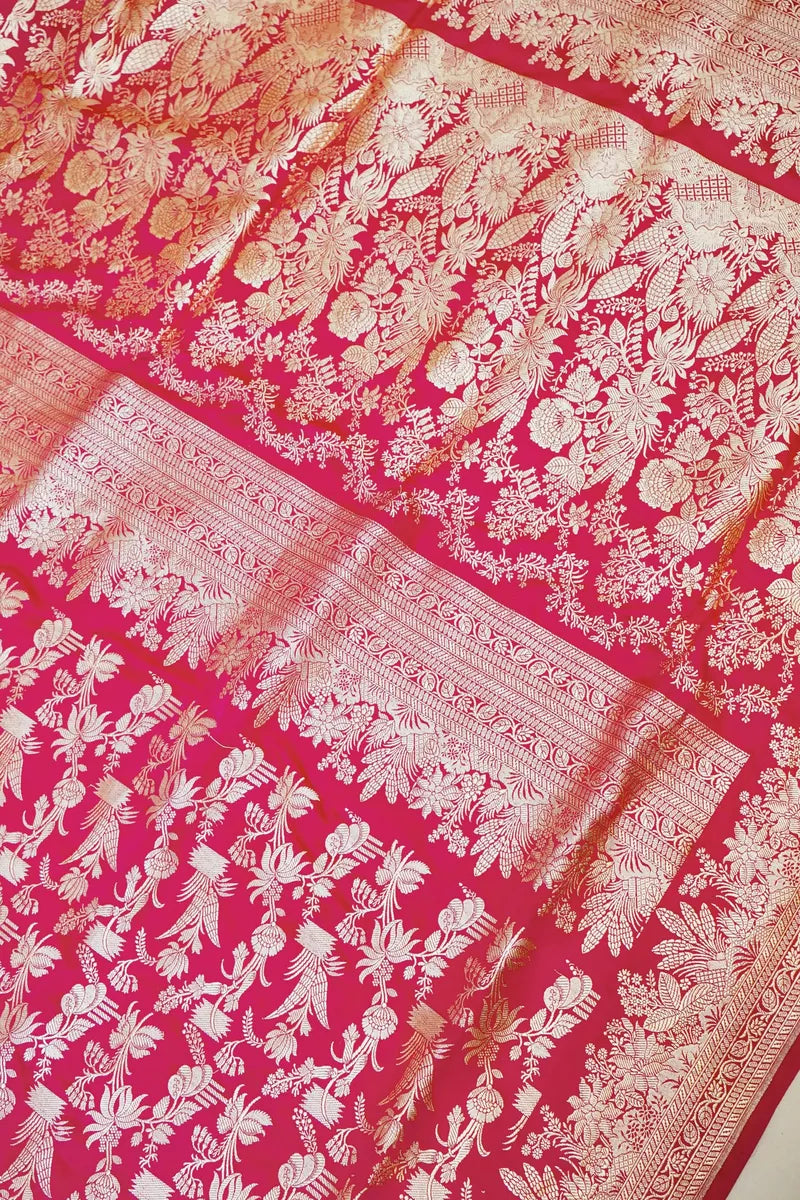 PURE BANARASI RANI COLOR DOUBLE KATAN SILK SAREE
