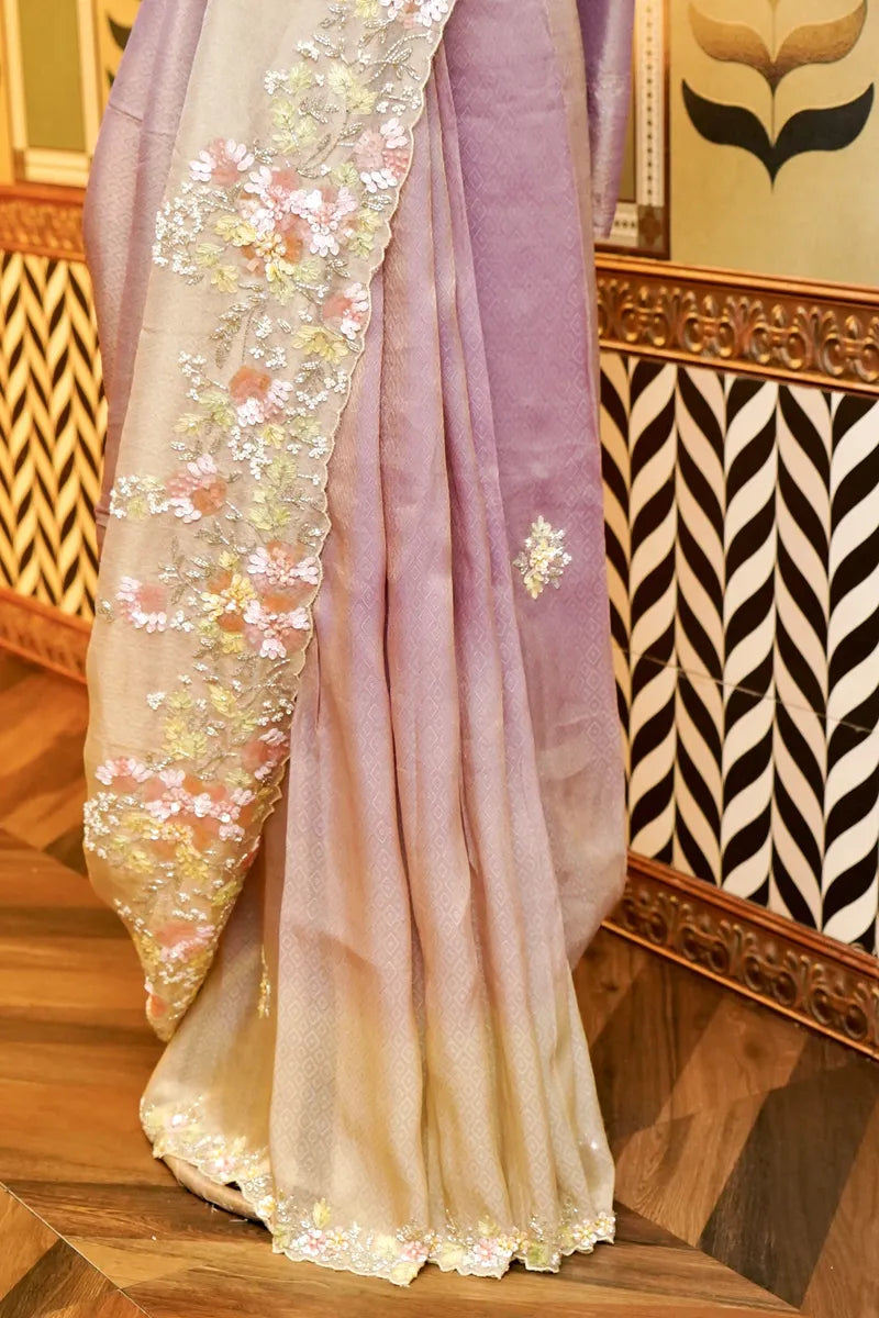 BANARASI TISSUE LAVENDER COLOR FANCY SAREE