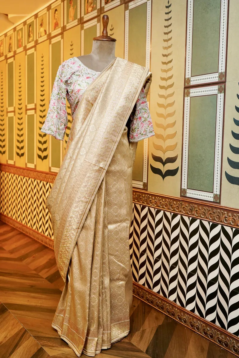 BANARASI GRAY WITH GOLDEN SHADE COLOR FANCY SAREE