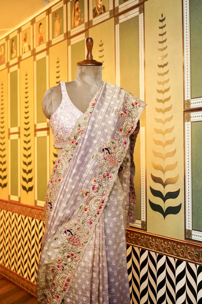 BANARASI TISSUE LAVENDER COLOR FANCY SAREE