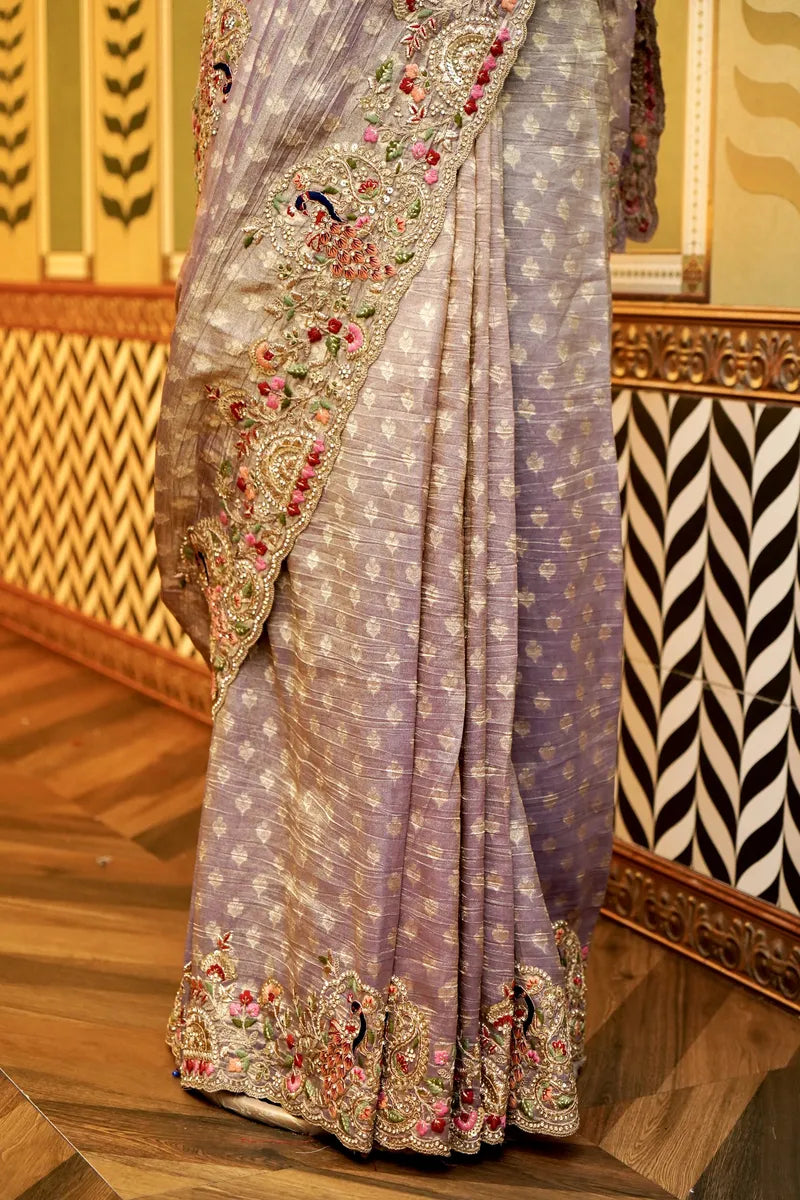 BANARASI TISSUE LAVENDER COLOR FANCY SAREE