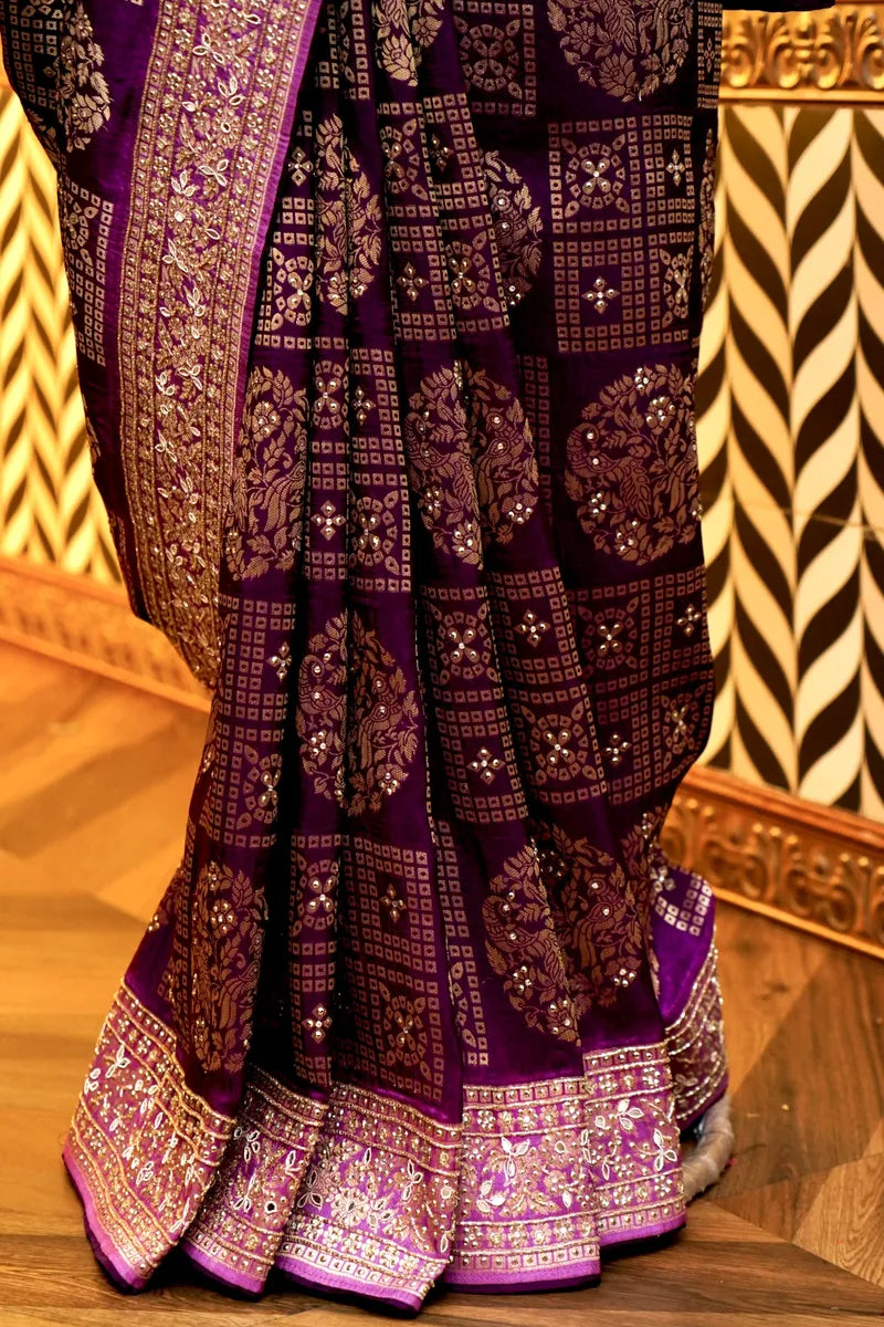BANARASI GEORGETTE MAGENTA COLOR FANCY SAREE