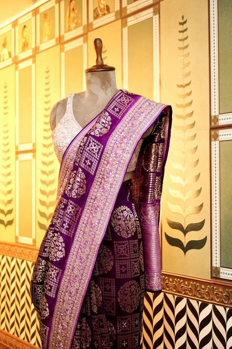BANARASI GEORGETTE MAGENTA COLOR FANCY SAREE
