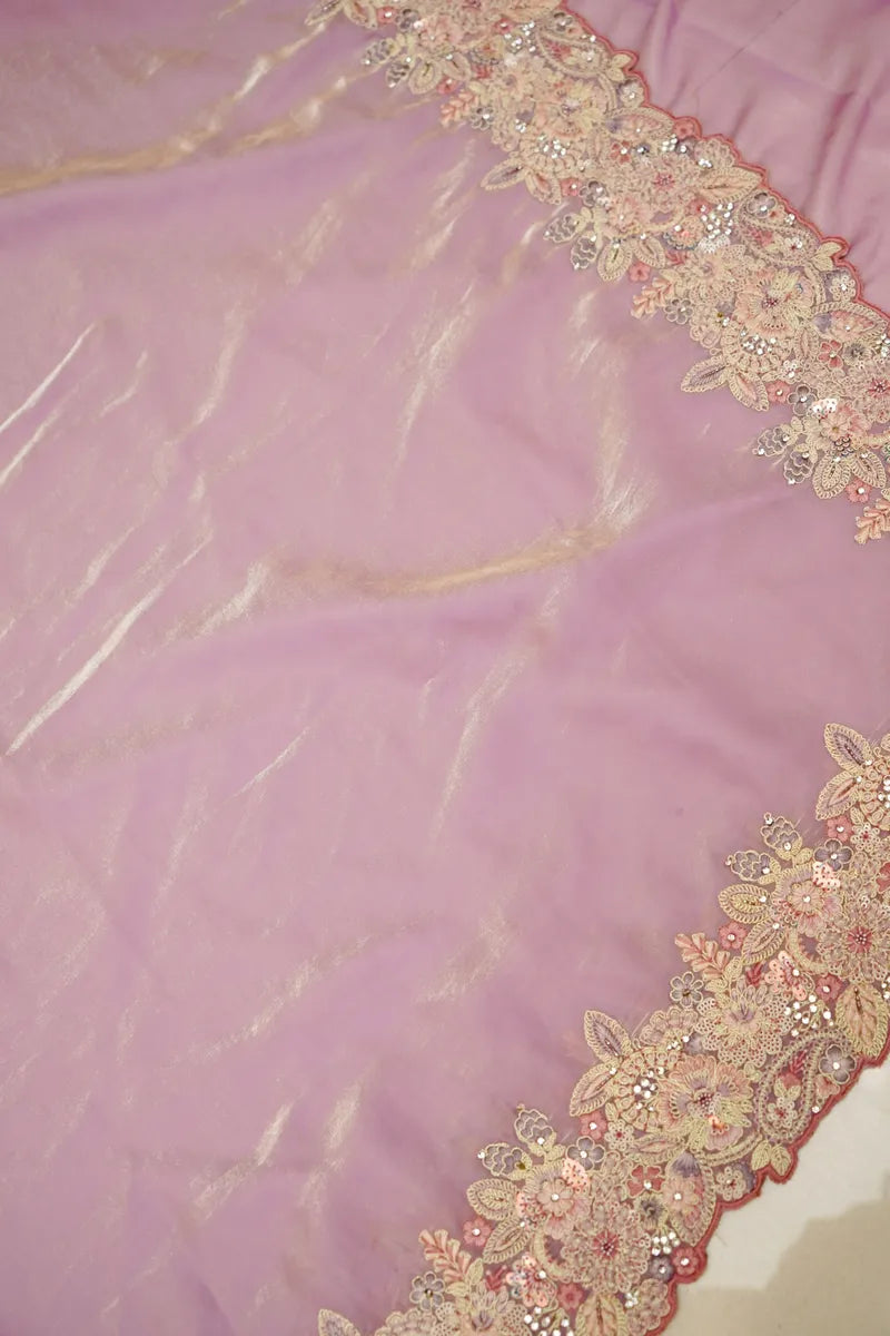 BANARASI PURE CREPE LIGHT PURPLE COLOR FANCY SAREE