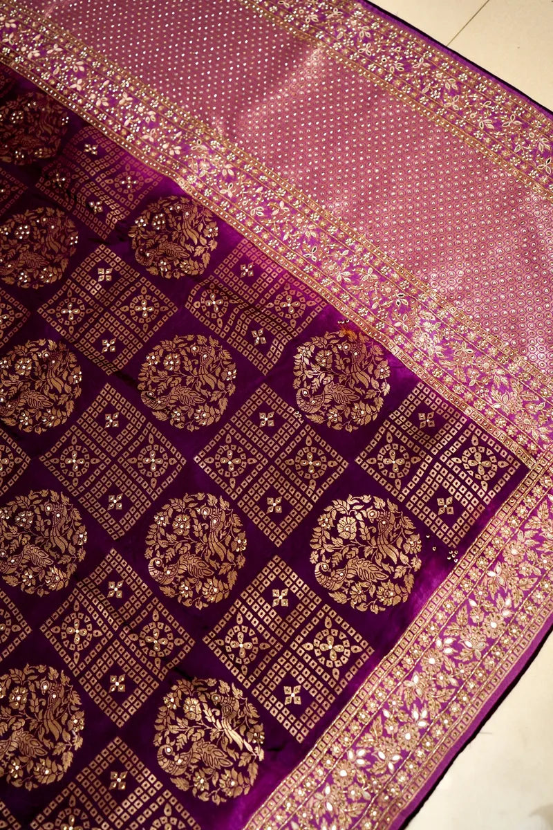 BANARASI GEORGETTE MAGENTA COLOR FANCY SAREE