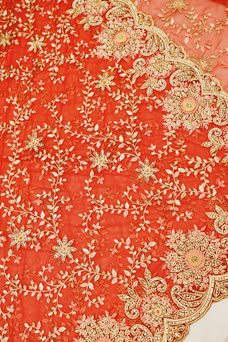 BANARASI NET RED COLOR FANCY SAREE