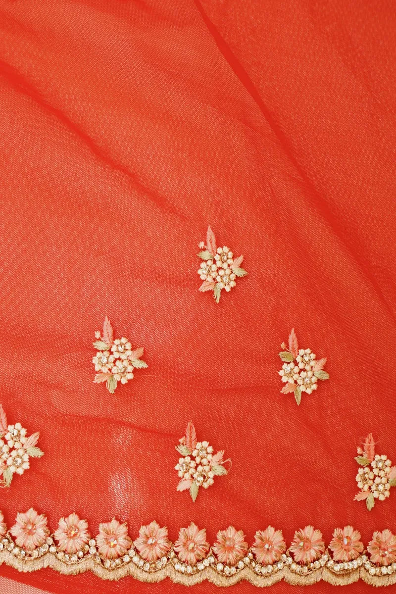 BANARASI NET RED COLOR FANCY SAREE