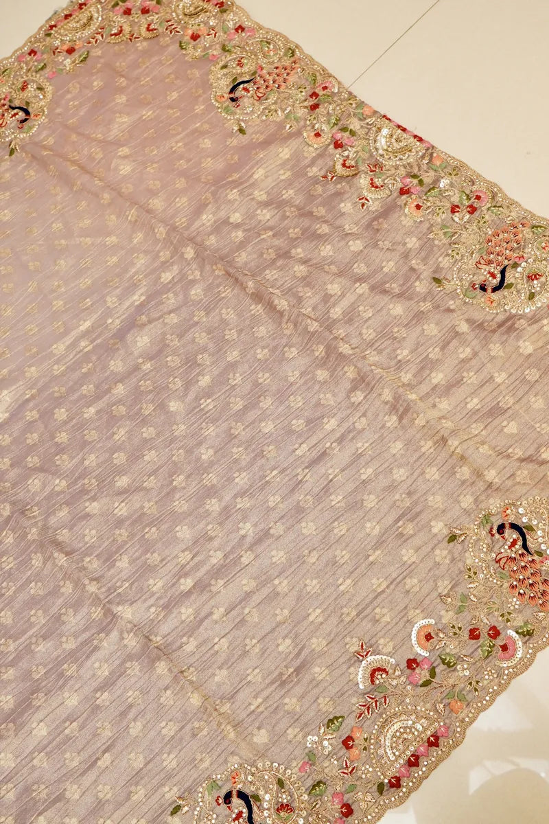 BANARASI TISSUE LAVENDER COLOR FANCY SAREE