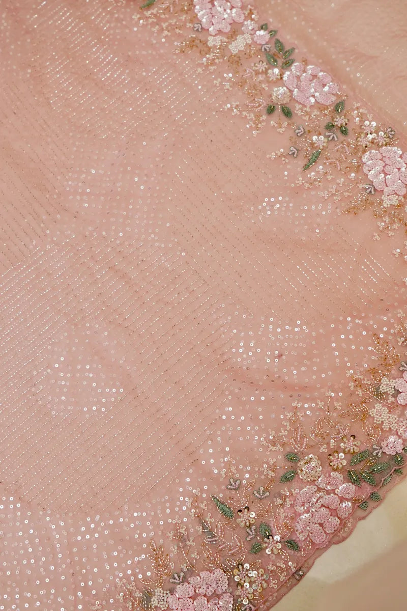 BANARASI PURE ORGANZA BABY PINK COLOR FANCY SAREE