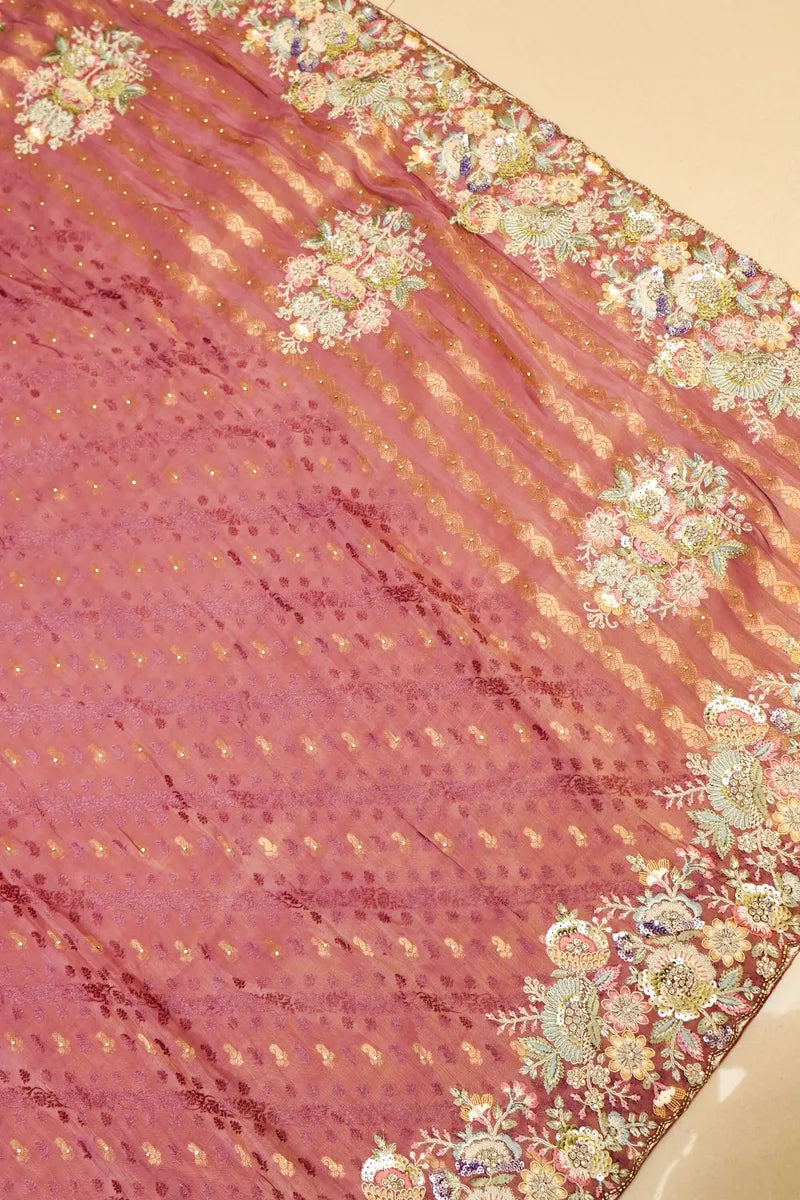 BANARASI PURE CREPE PYAZI COLOR FANCY SAREE