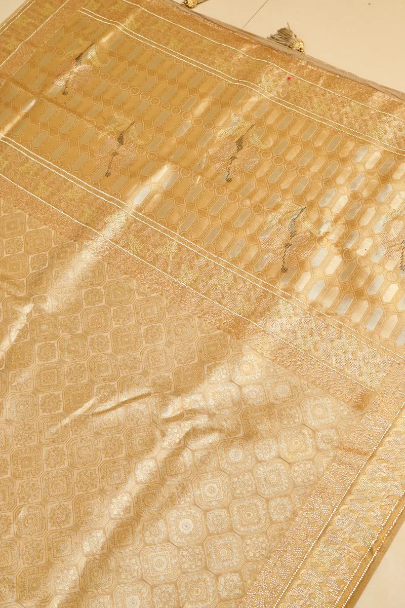 BANARASI GRAY WITH GOLDEN SHADE COLOR FANCY SAREE
