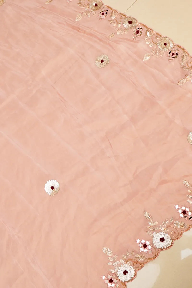 BANARASI PURE CREPE BABY PINK COLOR FANCY SAREE