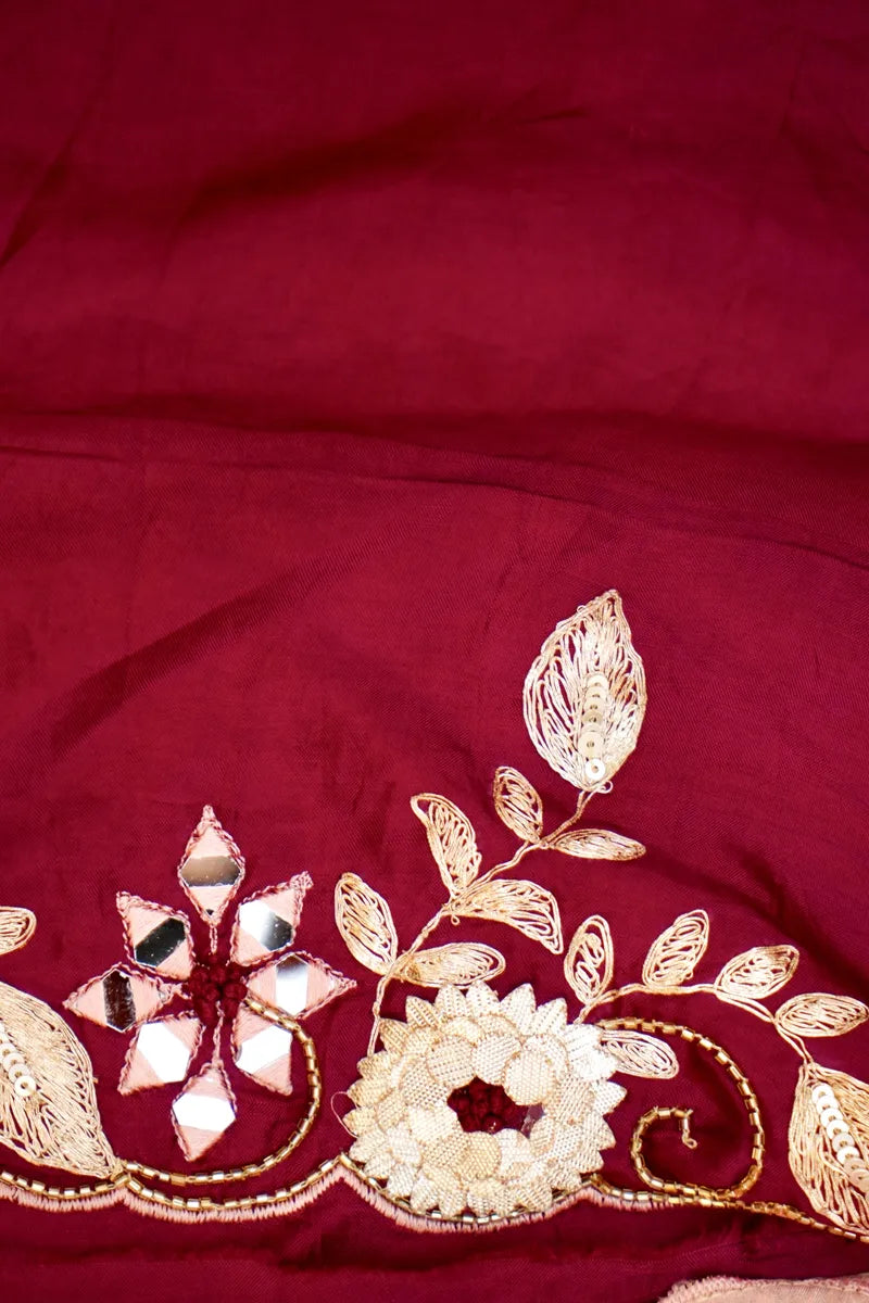 BANARASI PURE CREPE BABY PINK COLOR FANCY SAREE