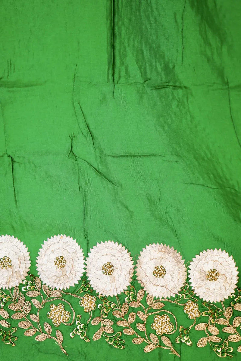 BANARASI PURE CREPE GREEN COLOR FANCY SAREE