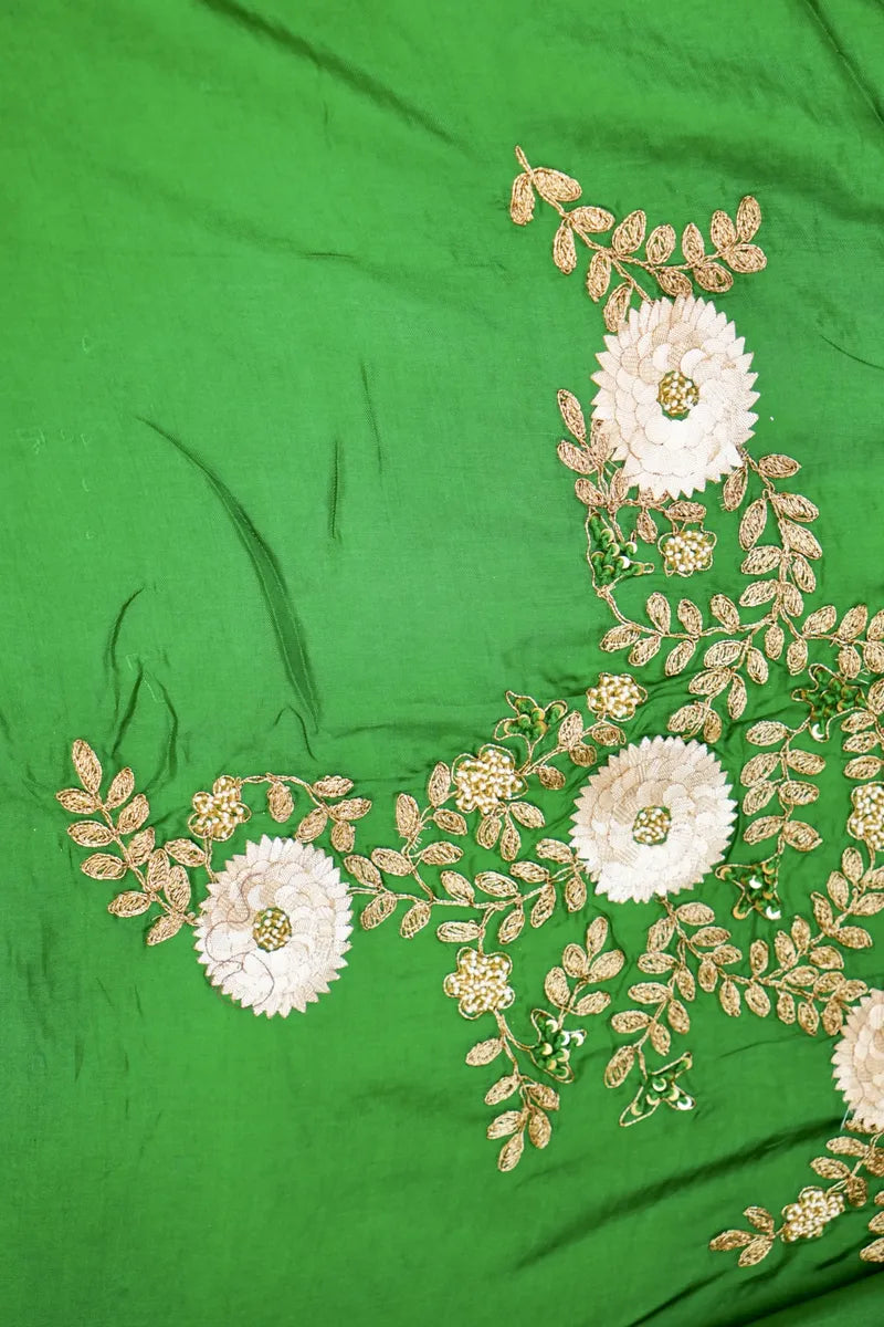 BANARASI PURE CREPE GREEN COLOR FANCY SAREE