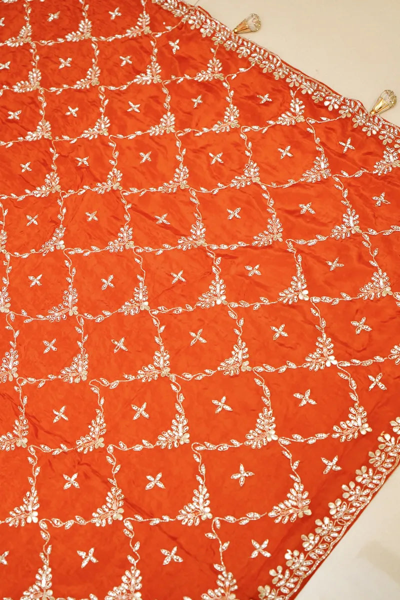 BANARASI PURE CREPE ORANGE COLOR FANCY SAREE