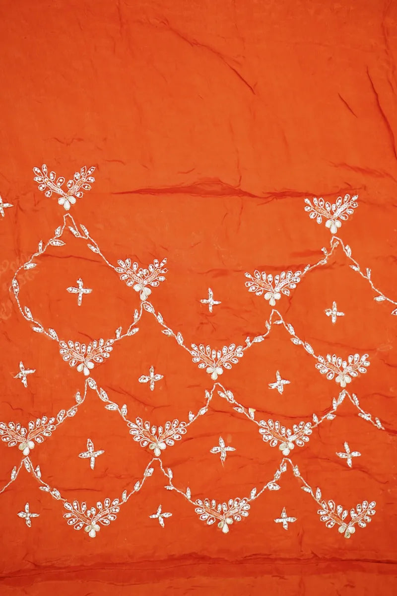 BANARASI PURE CREPE ORANGE COLOR FANCY SAREE