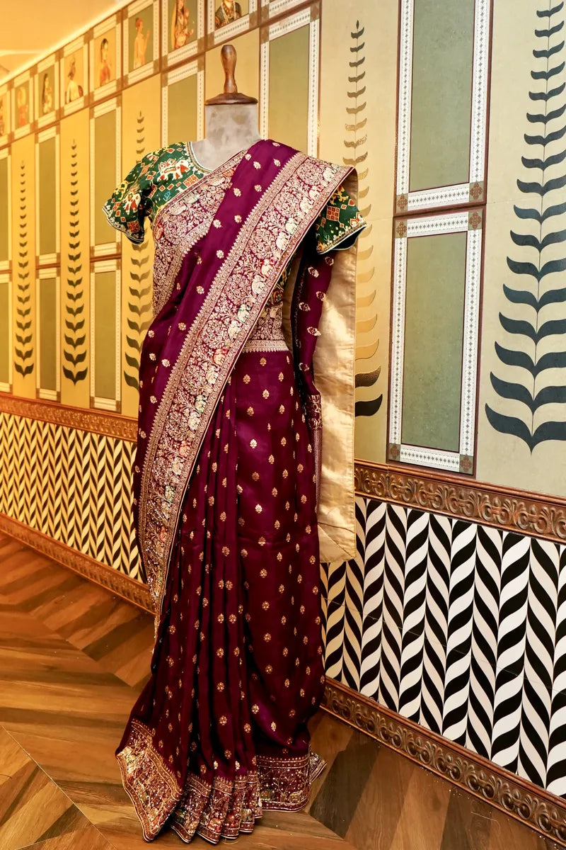 BANARASI PURE CREPE PURPLE COLOR FANCY SAREE