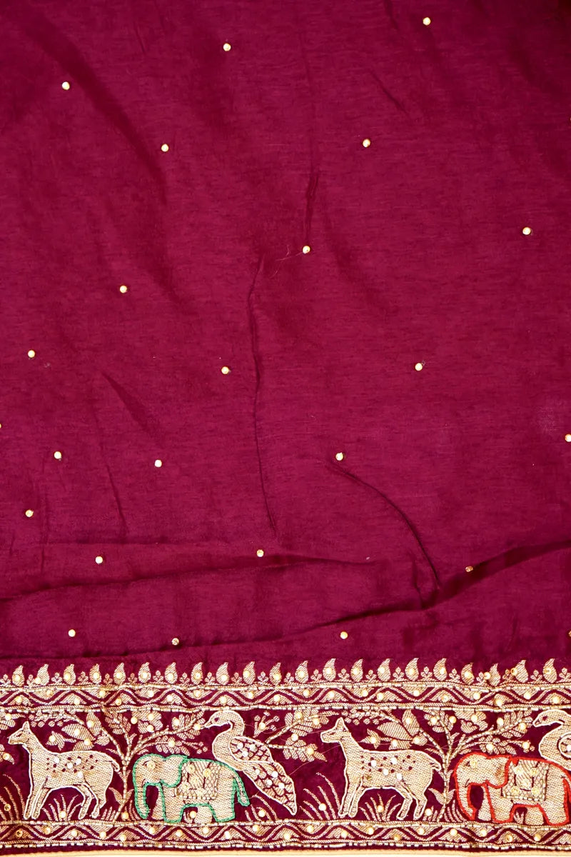 BANARASI PURE CREPE PURPLE COLOR FANCY SAREE