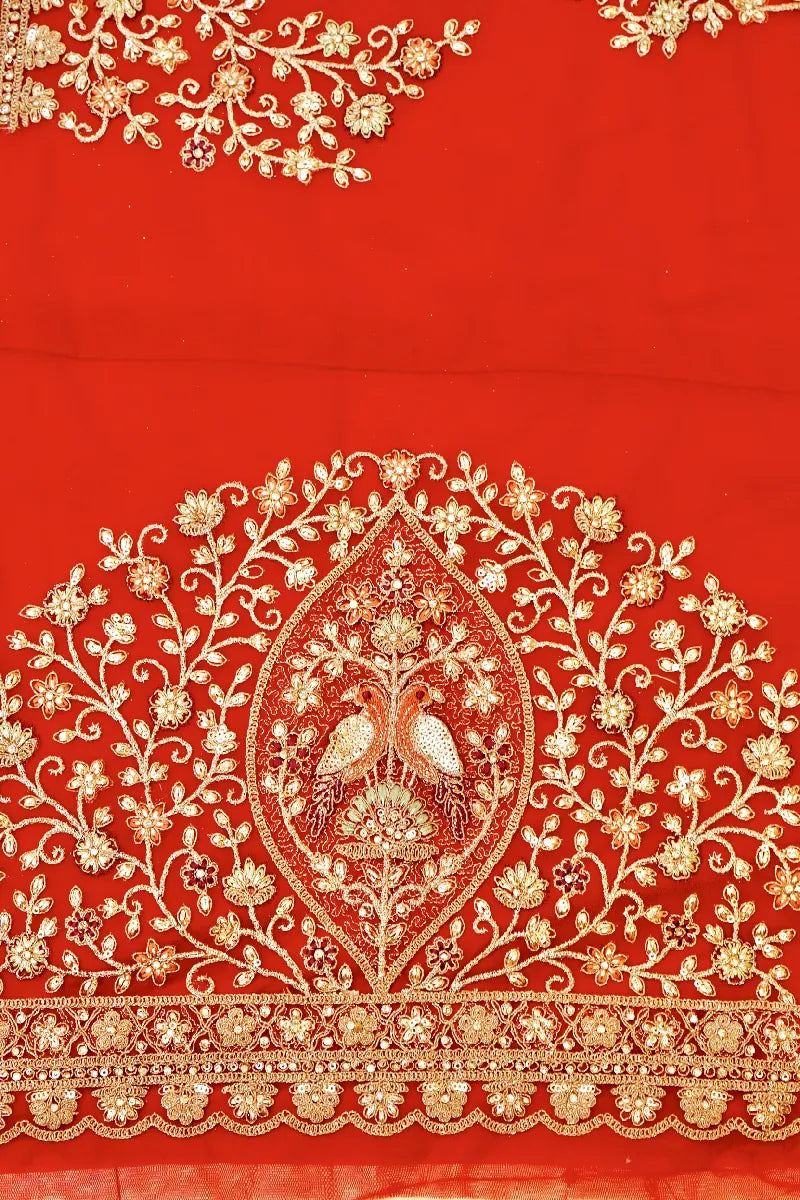 RED COLOR HEAVY PITA ZARI WORK BRIDAL LEHENGA