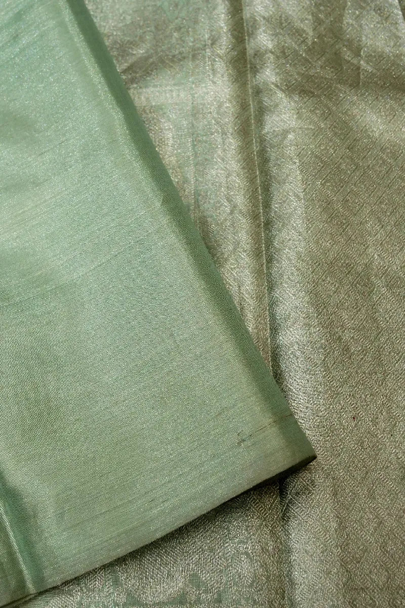 PURE HANDLOOM AQUA GREEN COLOR KANCHIPURAM SILK SAREE