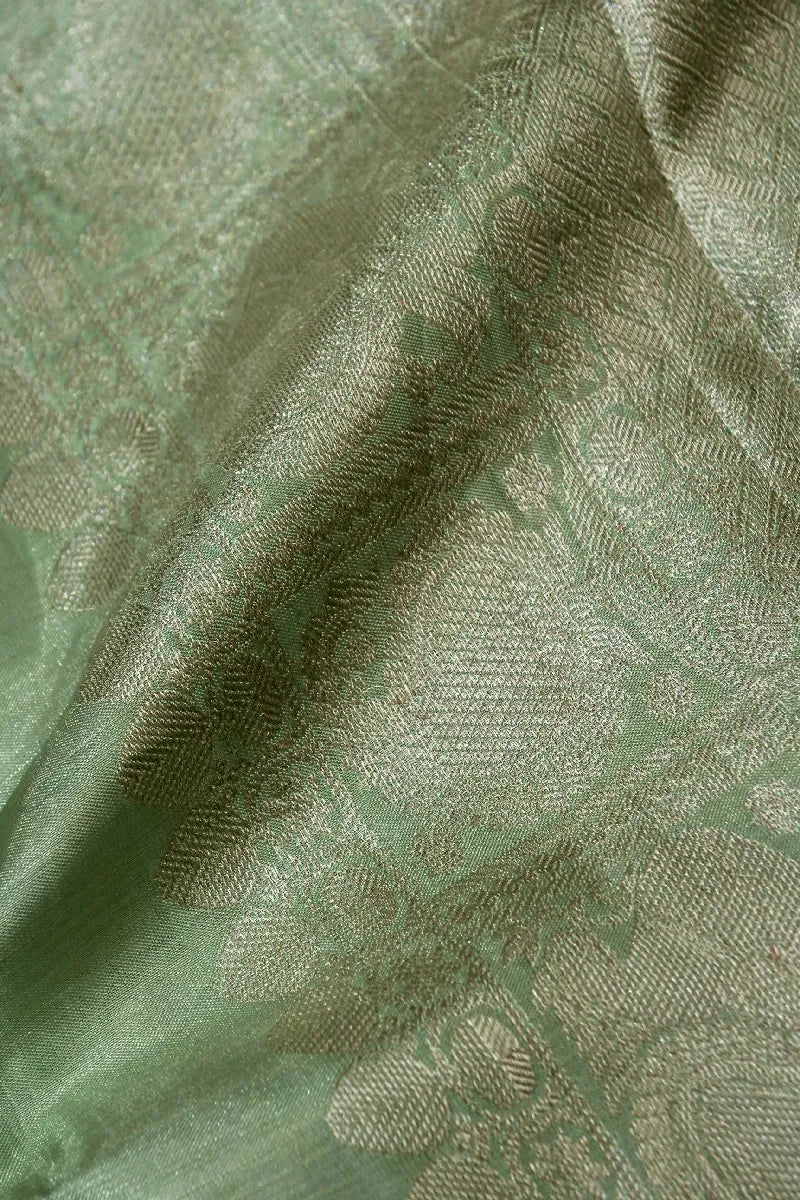 PURE HANDLOOM AQUA GREEN COLOR KANCHIPURAM SILK SAREE