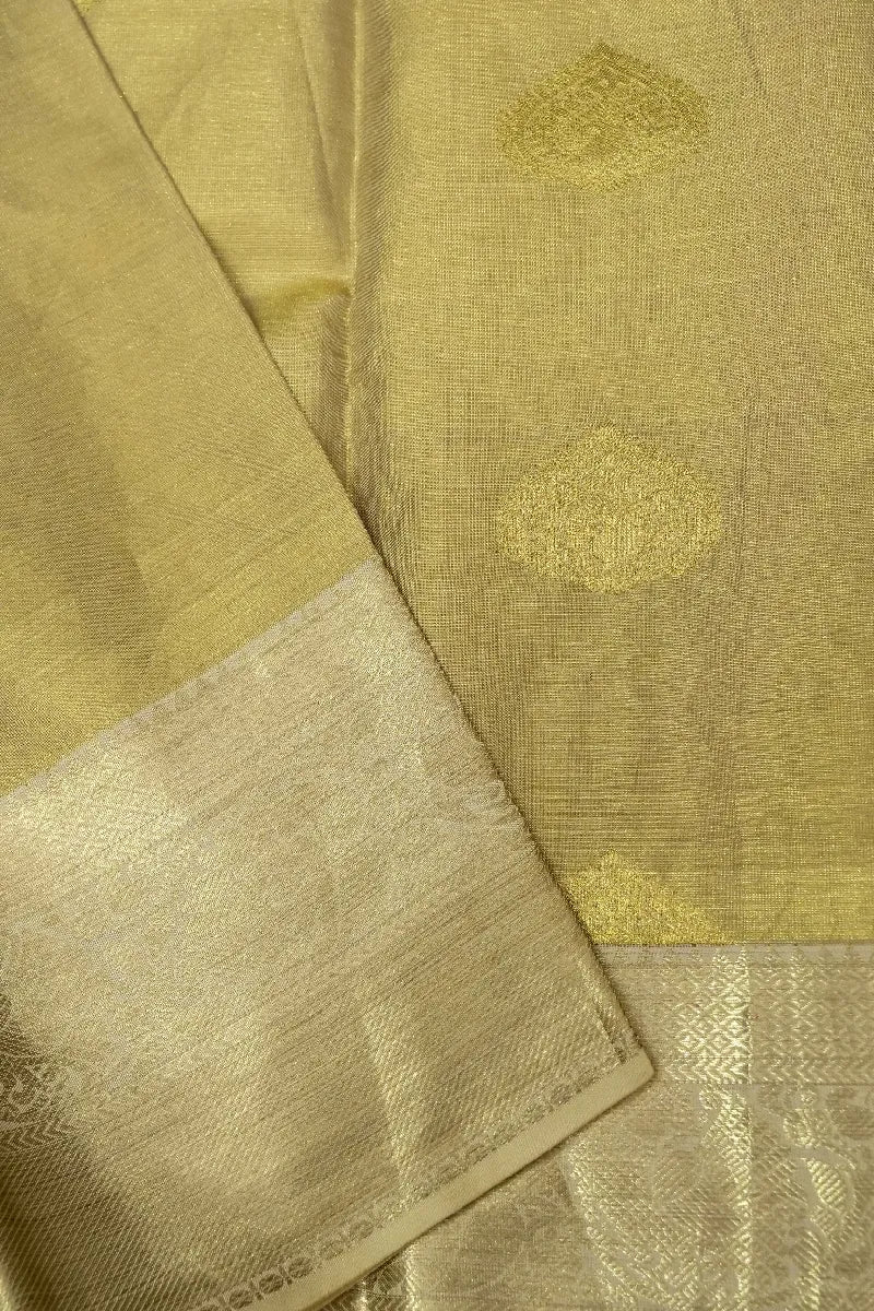 PURE HANDLOOM GOLDEN COLOR KANCHIPURAM SILK SAREE