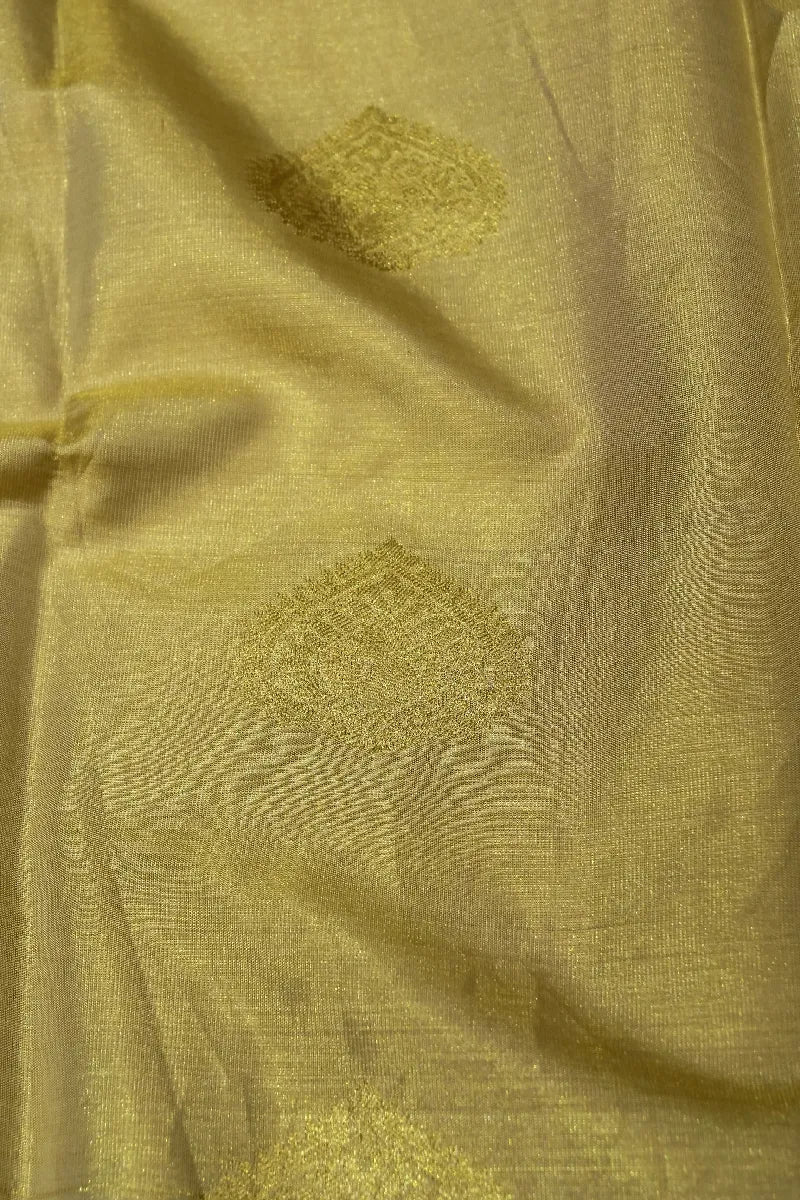 PURE HANDLOOM GOLDEN COLOR KANCHIPURAM SILK SAREE
