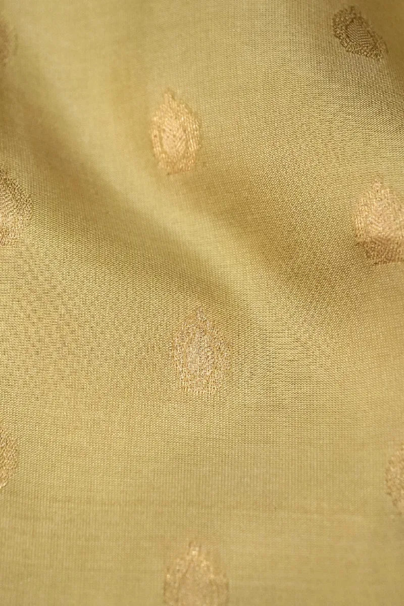 PURE HANDLOOM BUTTER GOLDEN COLOR KANCHIPURAM SILK SAREE