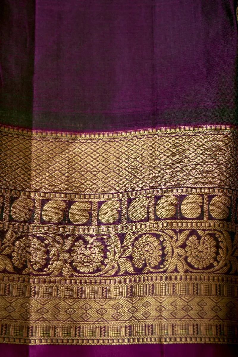 PURE HANDLOOM BOTTLE GREEN COLOR KANCHIPURAM SILK SAREE