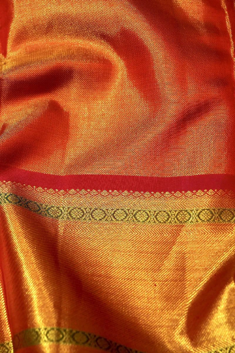 PURE HANDLOOM RED COLOR KANCHIPURAM SILK SAREE
