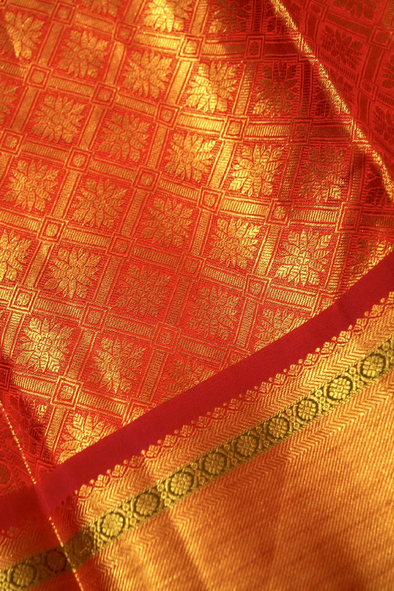 PURE HANDLOOM RED COLOR KANCHIPURAM SILK SAREE