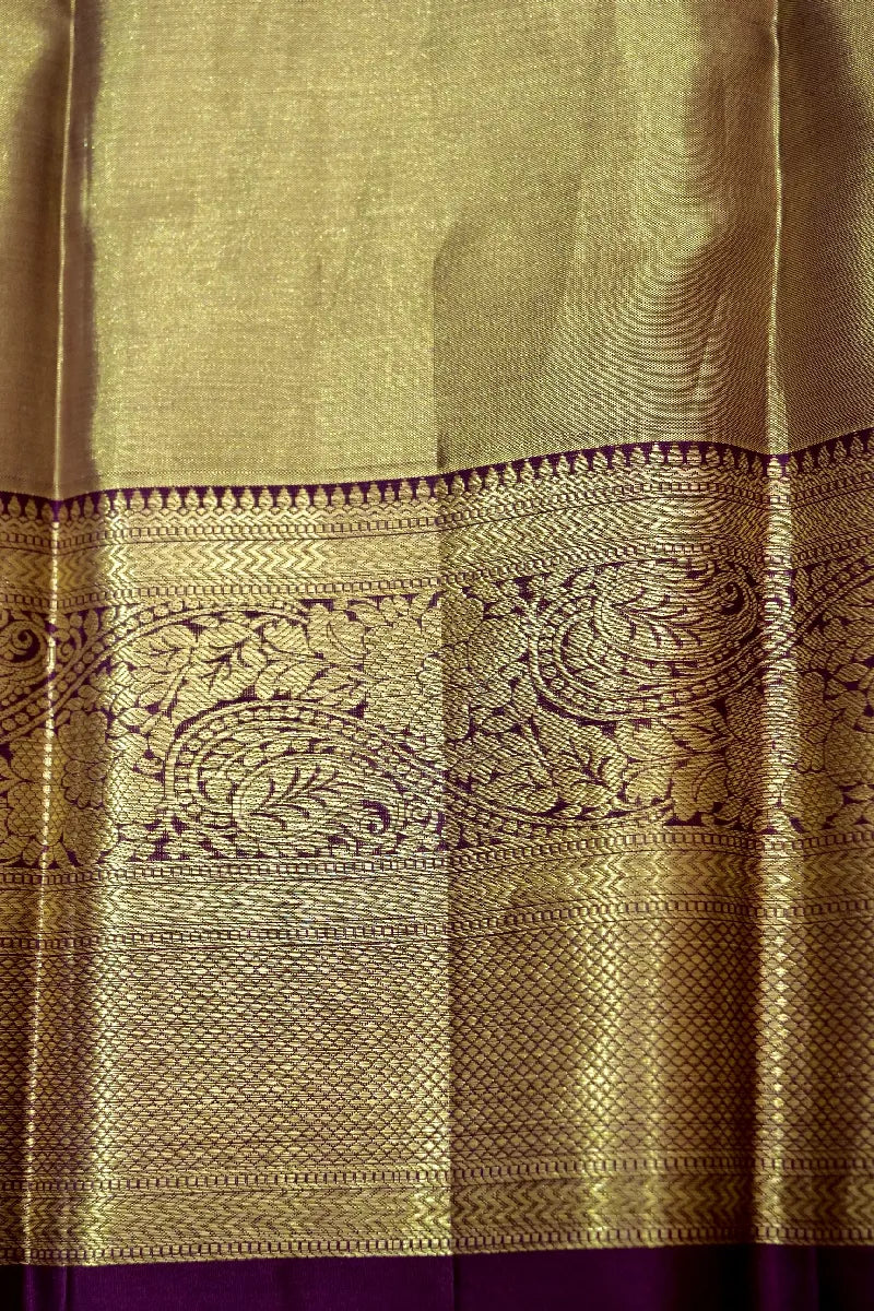 PURE HANDLOOM GOLDEN COLOR KANCHIPURAM SILK SAREE