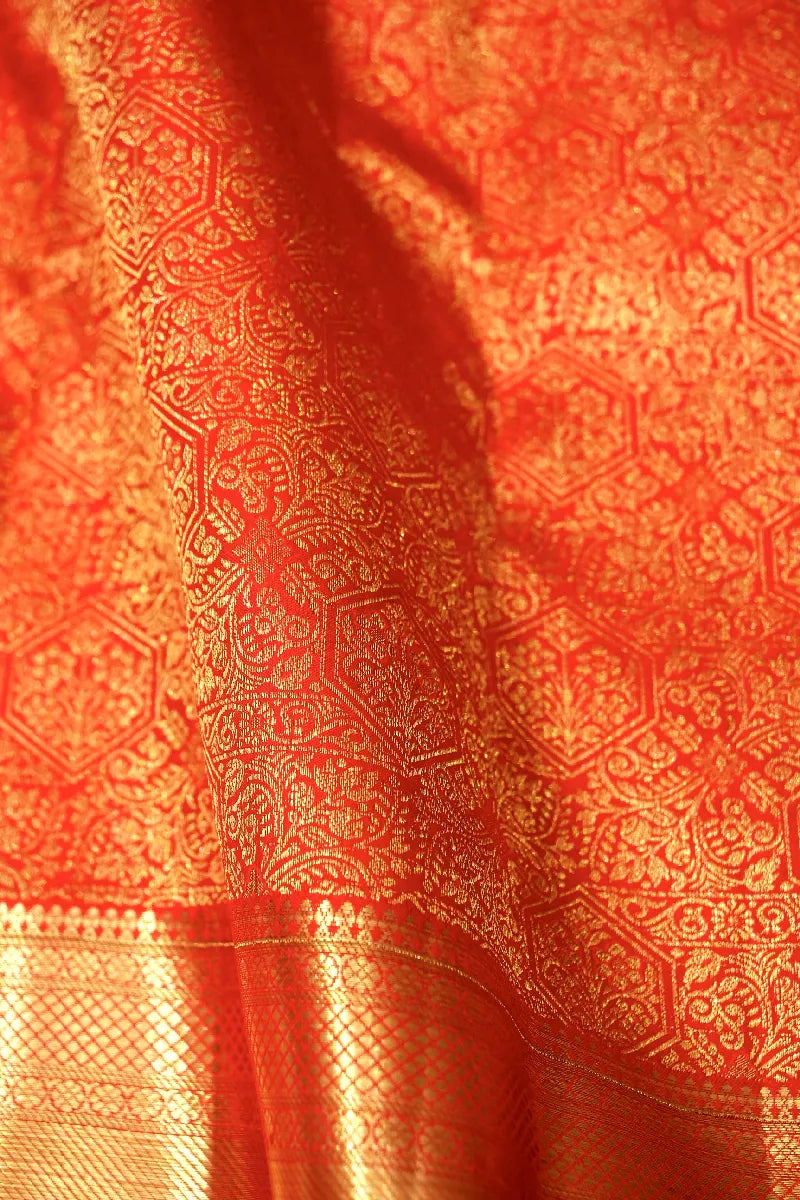 PURE HANDLOOM CHERRY RED COLOR KANCHIPURAM SILK SAREE