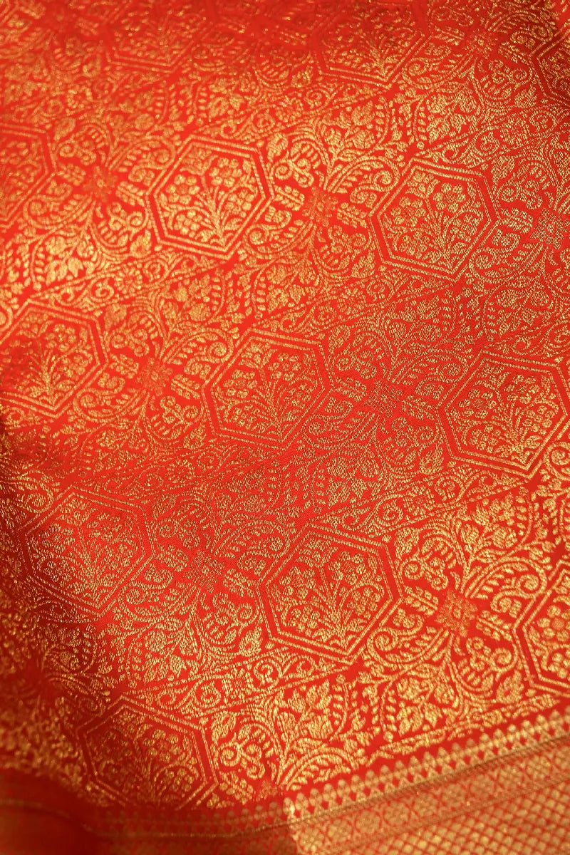 PURE HANDLOOM CHERRY RED COLOR KANCHIPURAM SILK SAREE